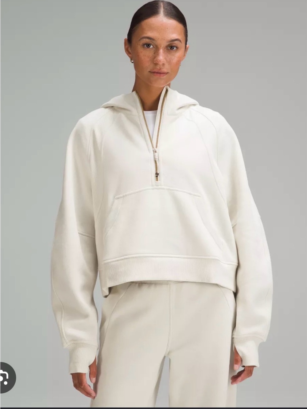 lululemon athletica Cream Half-Zip Hoodie Sweater